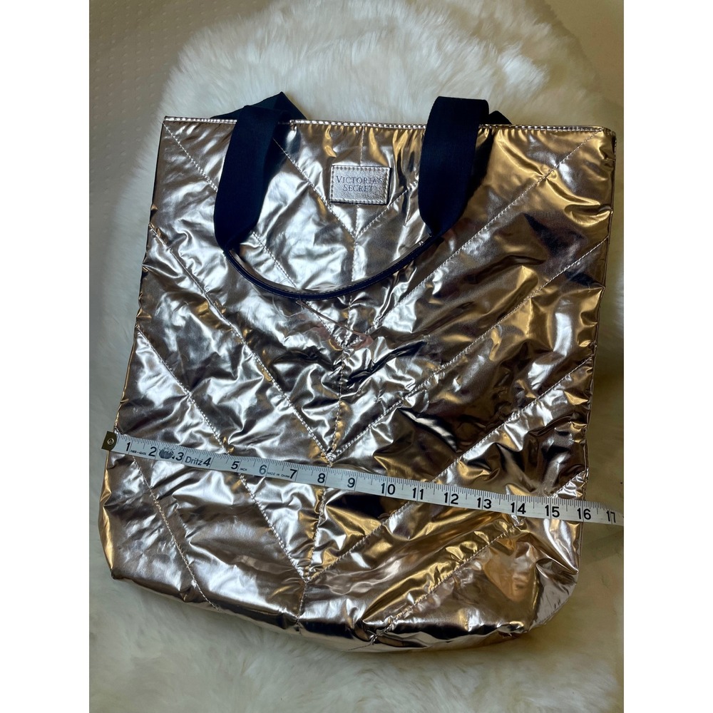 Victoria's Secret Rose Gold Quilted Metallic Tote Bag Limited Edition NWT - Picture 6 of 8